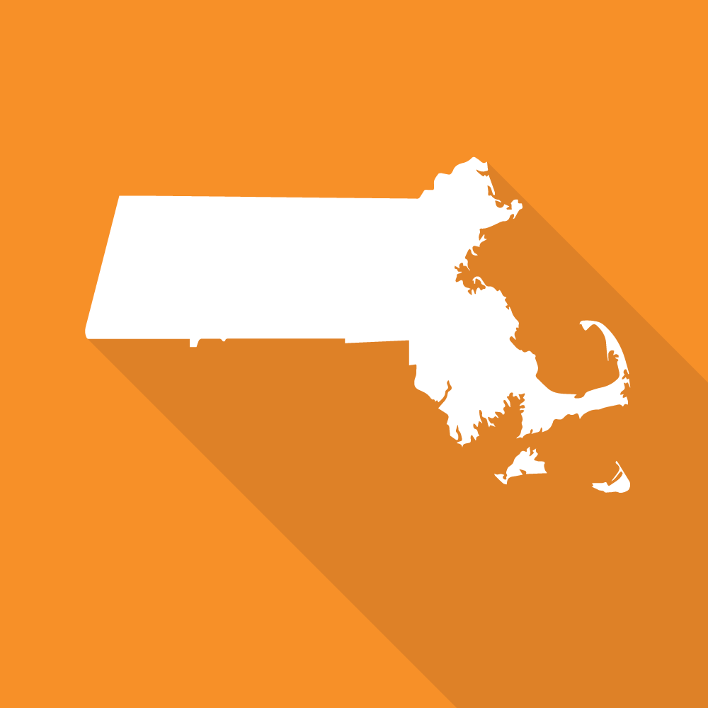 Massachusetts outline w orange background