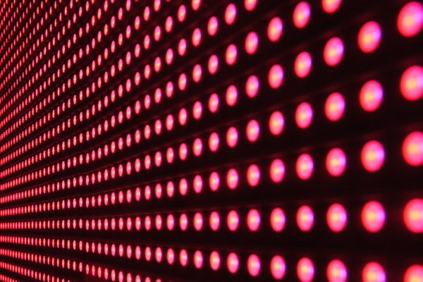 rows of lighted red dots