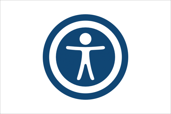 web accessibility icon, a stick figure in a circle, outlined with another circle