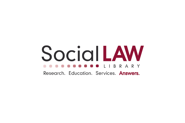 Social Law Library logo , including the text "Research. Education. Services. Answers."