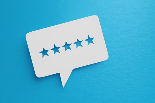 an image of a speech bubble with 5 stars cut out