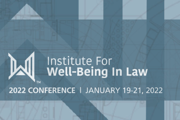 an image of the logo for the Institute of Well-Being in Law on gray-blue nondescript blueprints
