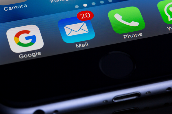an image of a smartphone screen close up of mail app
